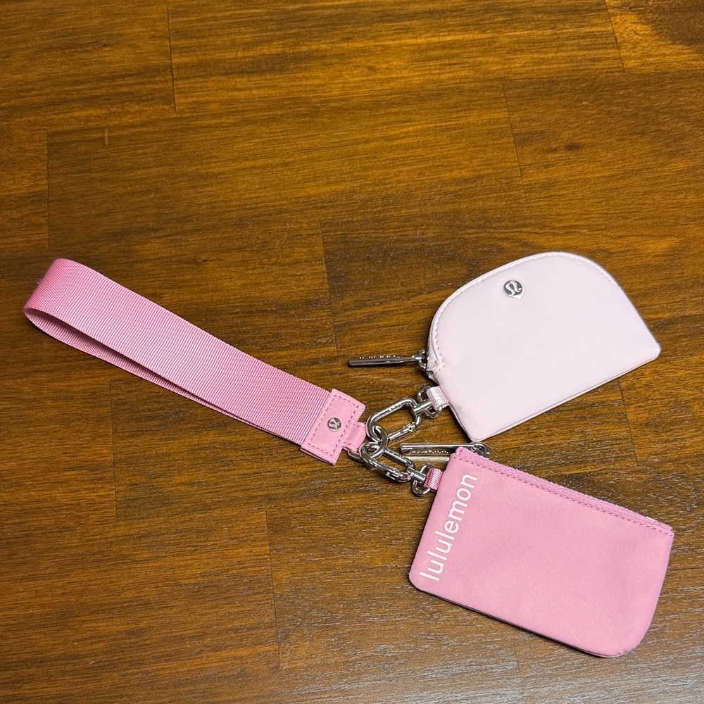 Lululemon Dual Pouch Wristlet color Pink Frosting/Blissful Pink Keychain